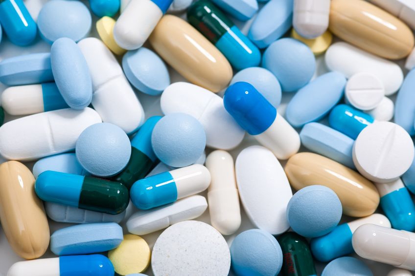 assorted blue prescription pills